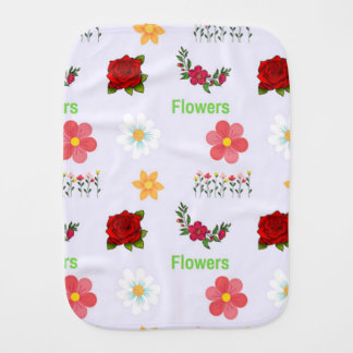 Flowers pattern on gray baby burp cloth
