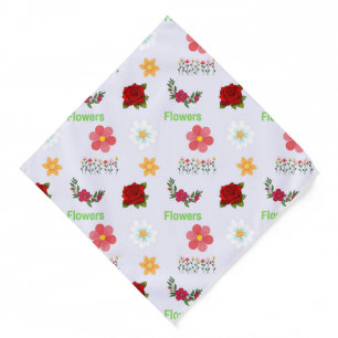 Flowers pattern on gray bandana
