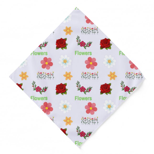 Flowers pattern on gray bandana (Front)