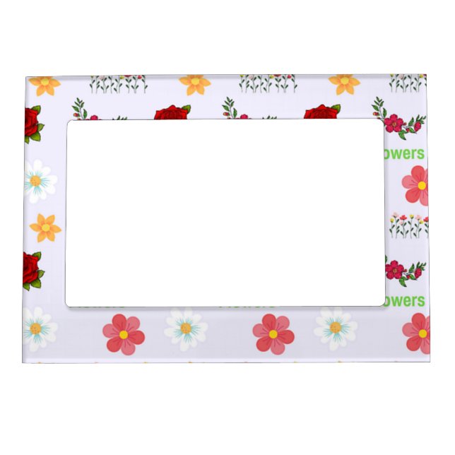 Flowers pattern on gray magnetic frame (Front)