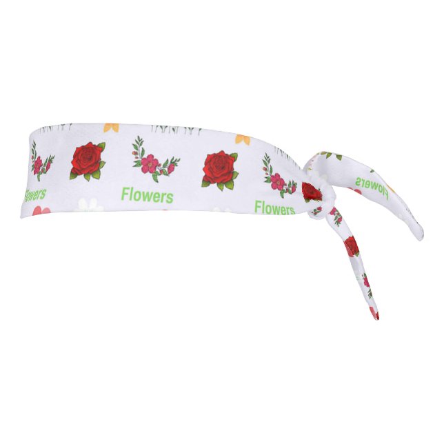 Flowers pattern on gray tie headband (Rotate 90)