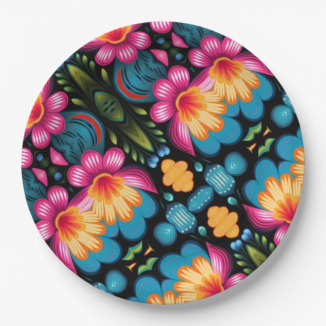 Flowers Pattern Paper Plates (Front)