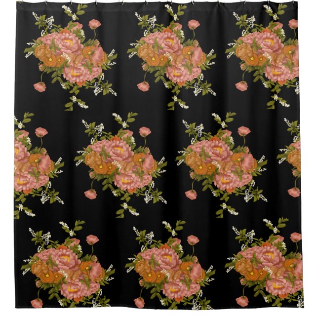 FLOWERS PATTERN SHOWER CURTAIN (Front)
