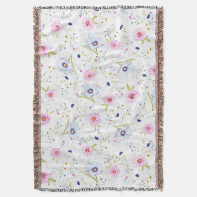Flowers Pattern Throw Blanket (Front Vertical)