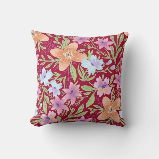 Flowers Pattern  Throw Pillow (Front)
