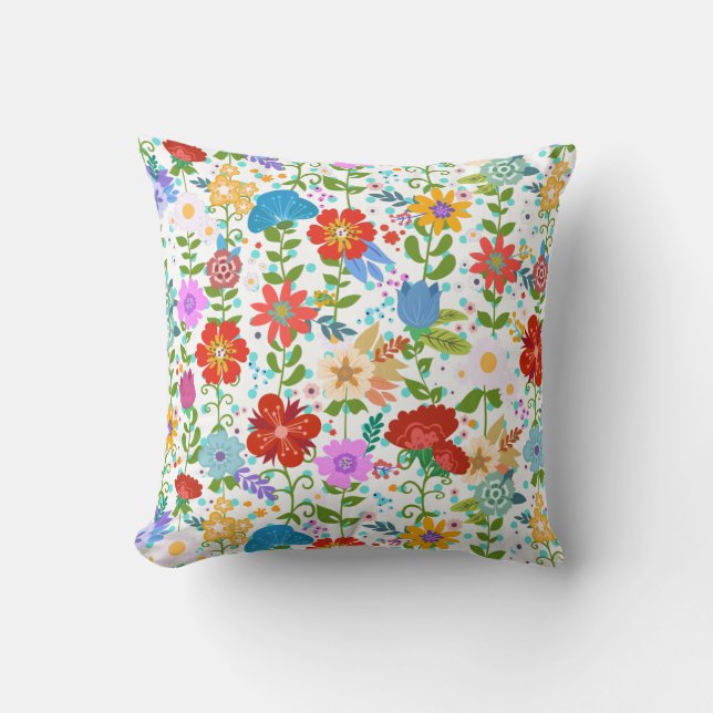Flowers Pattern Throw Pillow (Front)