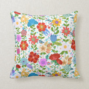 Flowers Pattern Throw Pillow