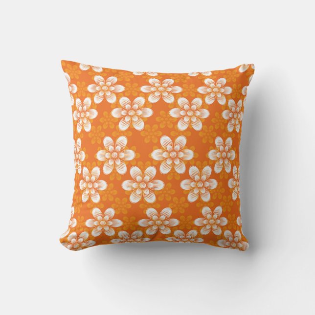 Flowers Pattern Throw Pillow (Front)