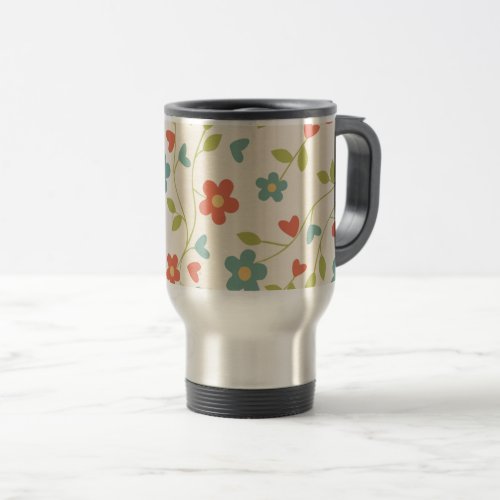 Flowers Pattern Travel Mug