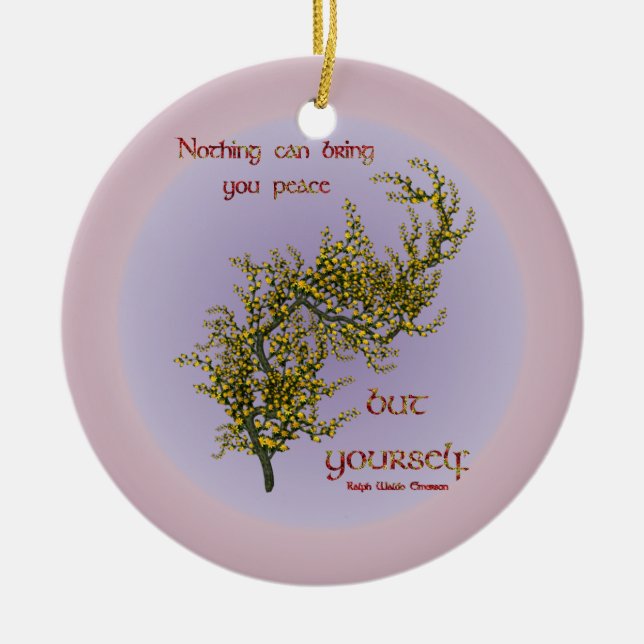 Flowers Peace Inspirational Quote Ornament (Front)