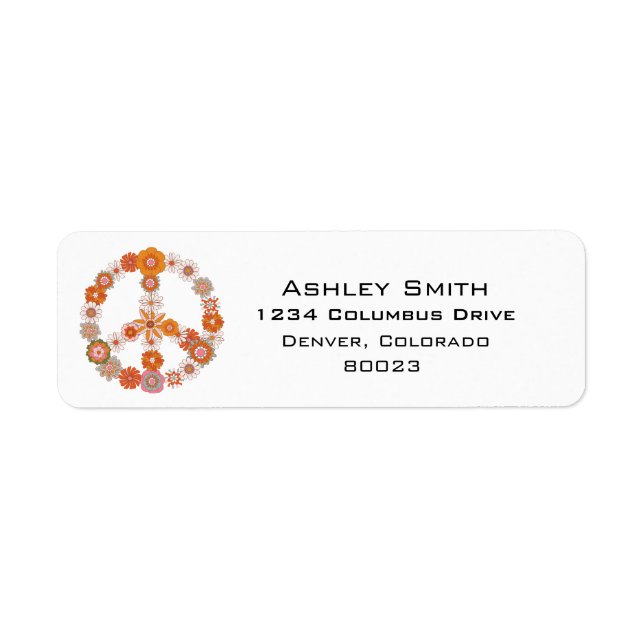 Flowers Peace Love Sign Stylish Modern Label (Front)