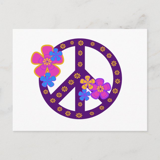 Flowers Peace Symbol Postcard (Front)