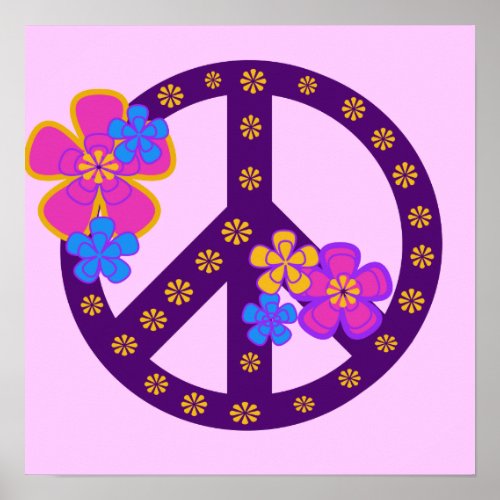 Flowers Peace Symbol T_shirts and Gifts Poster