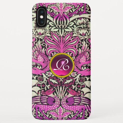 FLOWERSPEACOCKS AND DRAGONS GEM STONE MONOGRAM iPhone XS MAX CASE