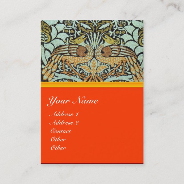 FLOWERS,PEACOCKS AND DRAGONS MONOGRAM BUSINESS CARD (Front)