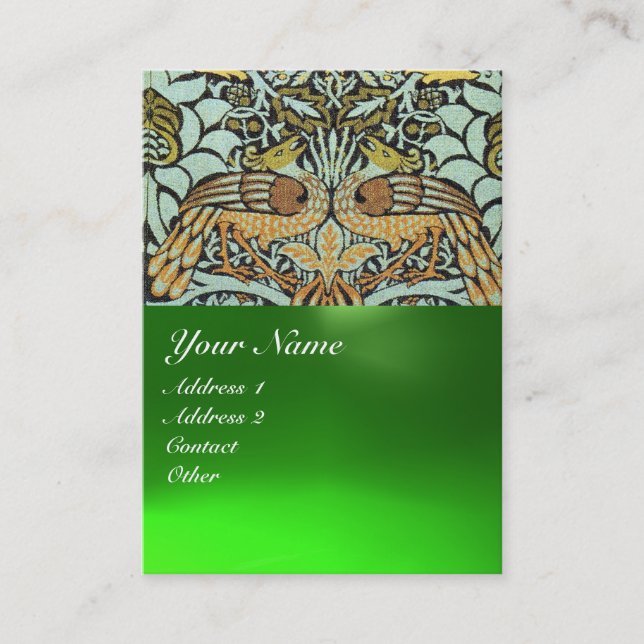 FLOWERS,PEACOCKS AND DRAGONS MONOGRAM BUSINESS CARD (Front)