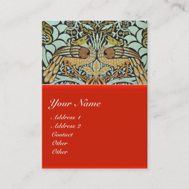 FLOWERS,PEACOCKS AND DRAGONS MONOGRAM BUSINESS CARD (Front)