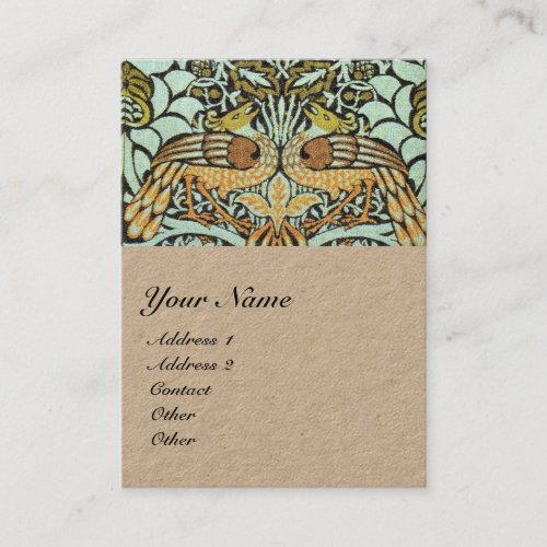 FLOWERSPEACOCKS AND DRAGONS MONOGRAM Kraft Business Card