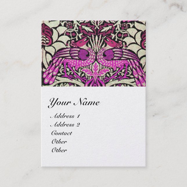 FLOWERS,PEACOCKS AND DRAGONS MONOGRAM pearl Business Card (Front)