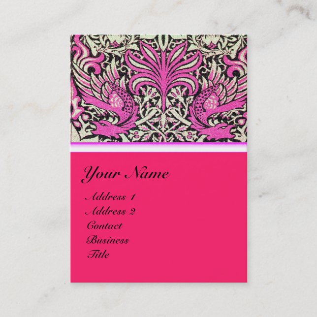 FLOWERS,PEACOCKS AND DRAGONS MONOGRAM pearl Business Card (Front)