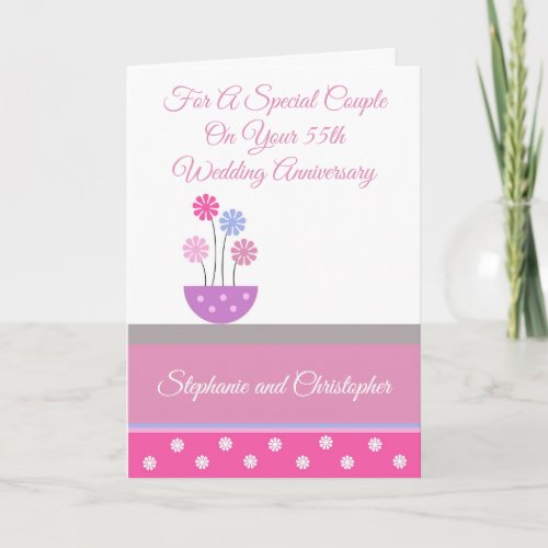 Flowers Personalised 55th Wedding Anniversary Card