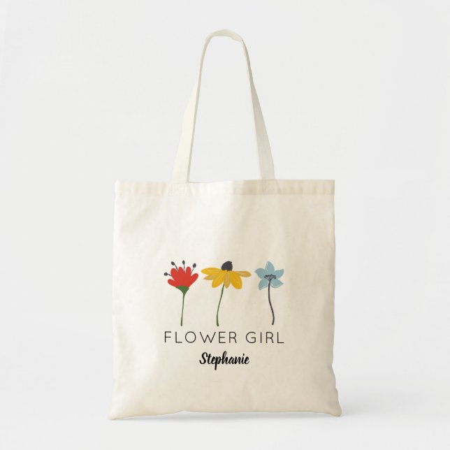 Flowers Personalised Flower Girl Tote (Front)