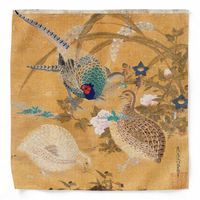 Flowers Pheasant Partridge Birds Wildlife Bandana (Front)