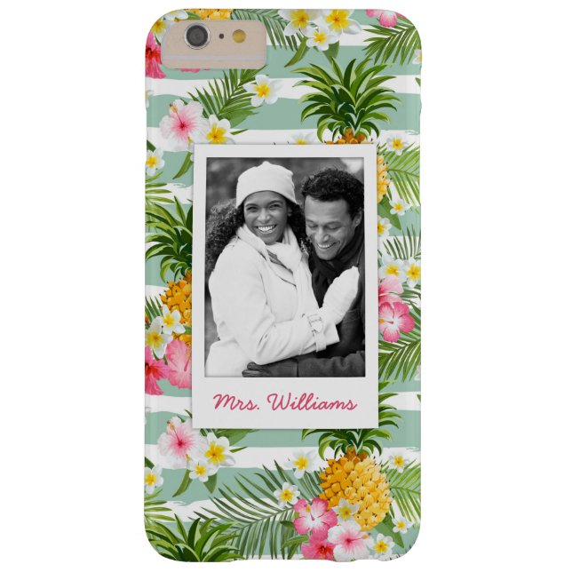 Flowers & Pineapple | Add Your Photo & Name Case-Mate iPhone Case (Back)