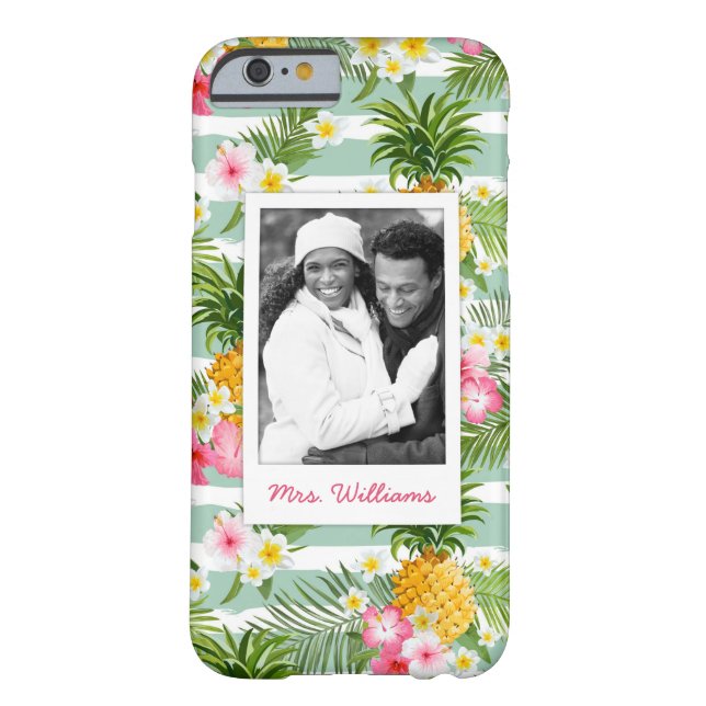 Flowers & Pineapple | Add Your Photo & Name Case-Mate iPhone Case (Back)