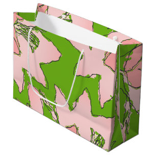 Flowers Pink and Green AKA Sorority Large Gift Bag