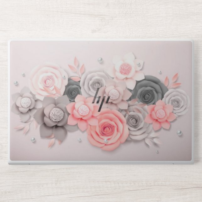 Flowers Pink and Grey HP EliteBook 850 G5/G6, 755 HP Laptop Skin (Front)