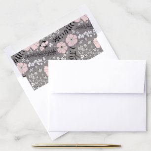 Flowers Pink Black Botanical Pattern Envelope Liner