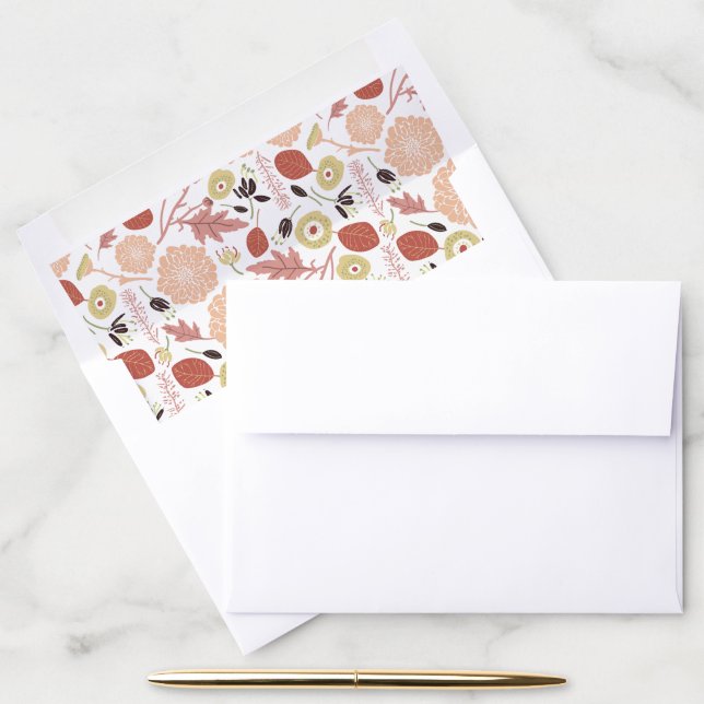 Flowers Pink Green Botanical Envelope Liner (Desk)
