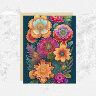 Flowers Pink Orange Colorful Scrapbook Paper