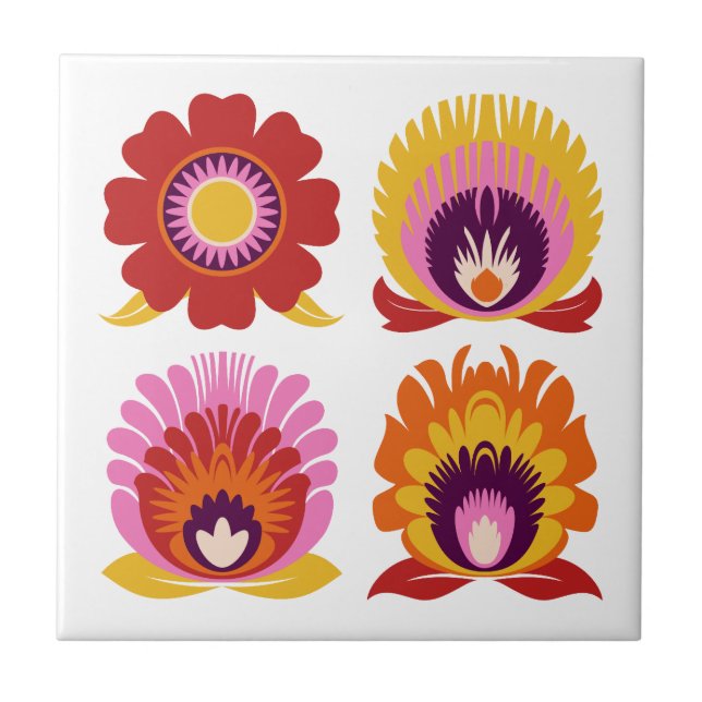 Flowers Polish Folk Tile (Front)