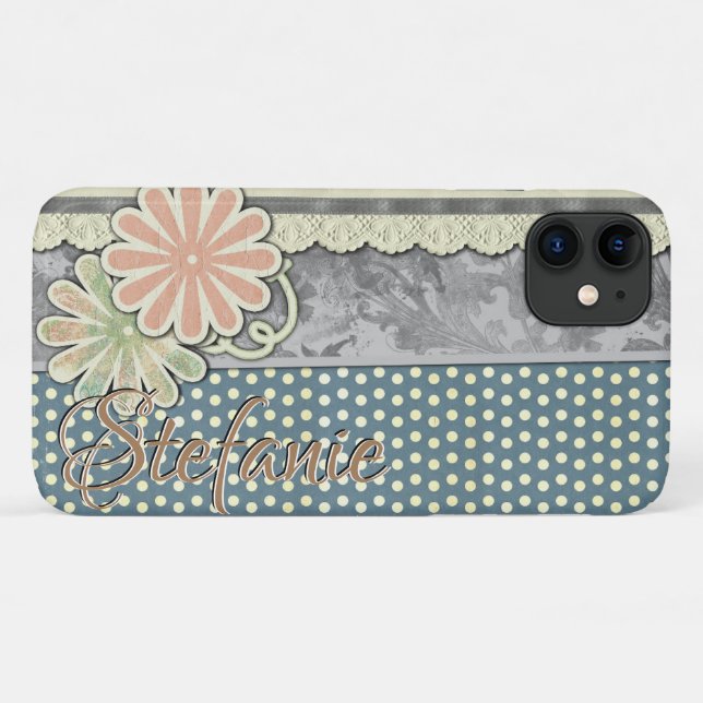 Flowers, Polka Dots & Lace (green) Case-Mate iPhone Case (Back (Horizontal))