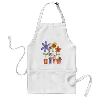 Flowers Pots Adult Apron by customized_creations at Zazzle