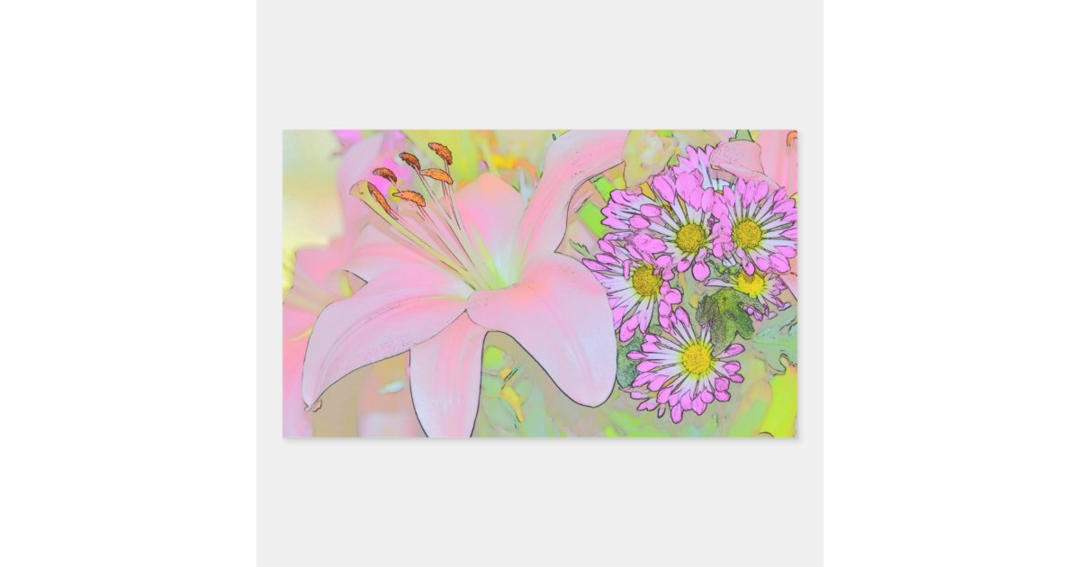 Flowers Pretty Colorful Rectangular Sticker | Zazzle
