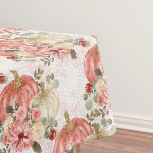 Flowers Pumpkin Beehive Pattern Party Decorations Tablecloth (In Situ)
