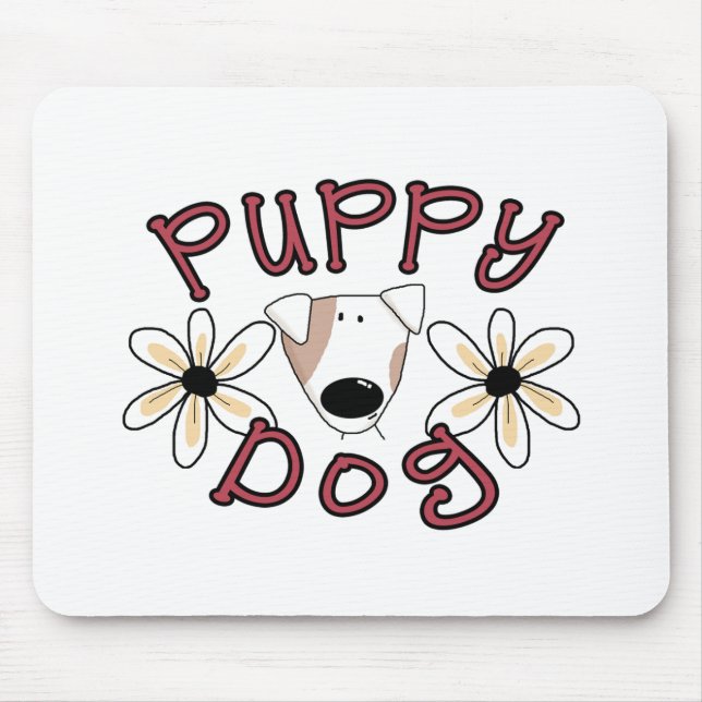 Flowers Puppy Dog Mouse Pad (Front)