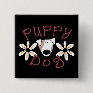 Flowers Puppy Dog T-shirts and Gifts Button