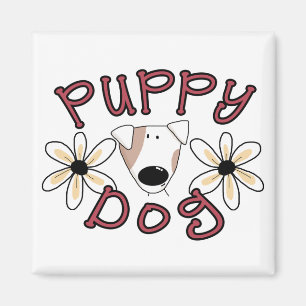 Flowers Puppy Dog T-shirts and Gifts Magnet