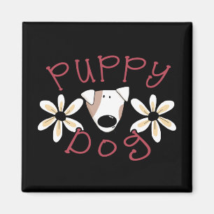 Flowers Puppy Dog T-shirts and Gifts Magnet