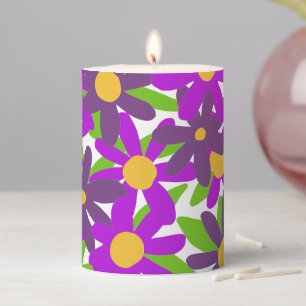Flowers purple and green pillar candle