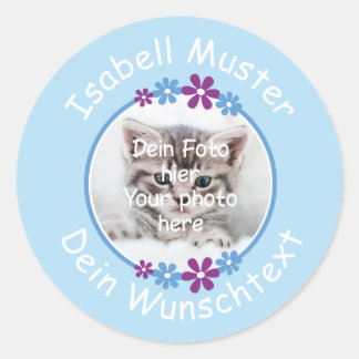 Flowers purple blue | Light blue photo sticker
