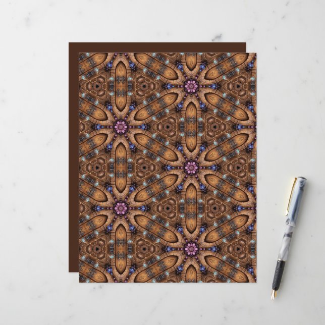 Flowers purple brown fussy ScrapJournal (Front/Back In Situ)