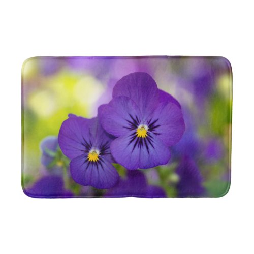 Flowers  Purple Pansies Bath Mat