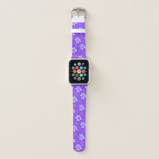 Flowers Purple Pattern Apple Watch Band (Front)