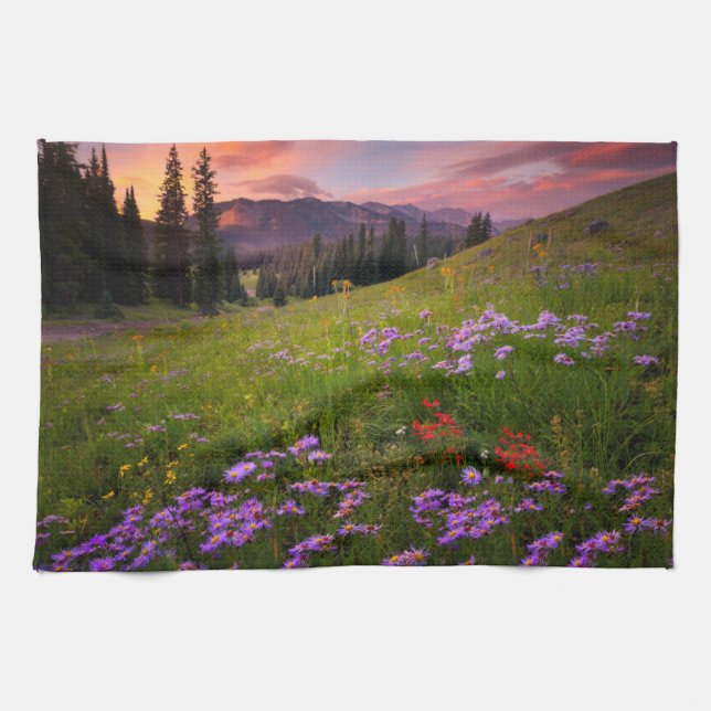 Flowers | Purple Wildflowers Colorado Kitchen Towel (Horizontal)