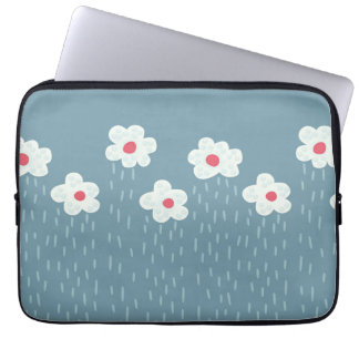 Flowers Raining Springtime Blue Gloomy Fun Laptop Sleeve